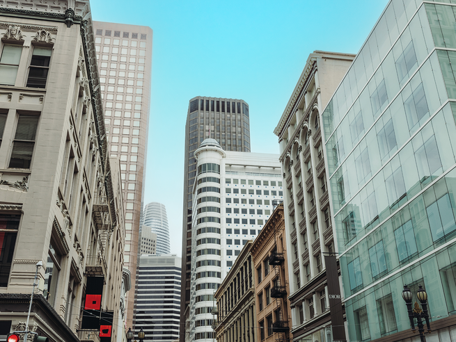 a street with tall buildings