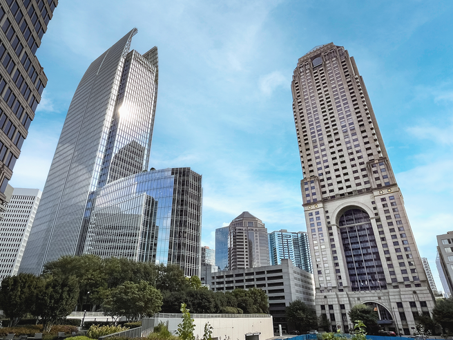 a group of tall buildings